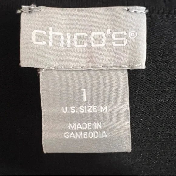 CHICO’S V-Neck Basic Pullover Light Sweater Ella Spun Rayon Sz 1 US Medium Black - Picture 8 of 10